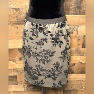 Stoosh Women's Olive Sage Green Black Floral Pencil A Line Skirt Large L AB 633
